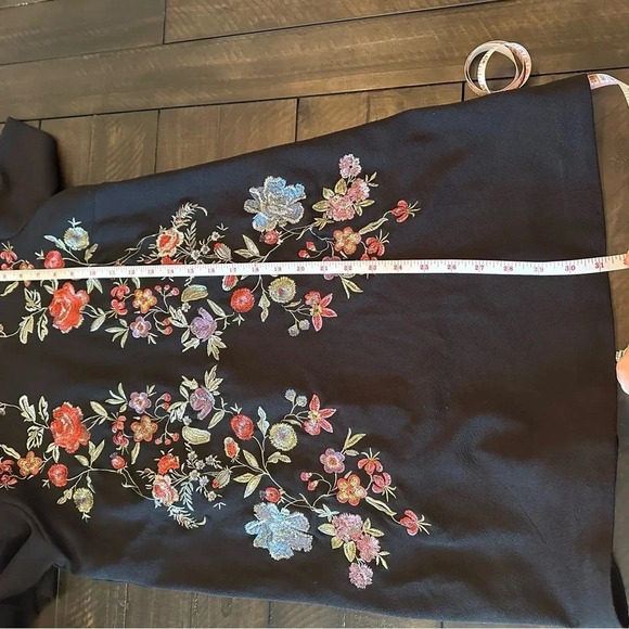 Chelsea & Theodore Embroidered Floral Black Mini Dress Size 10 - Picture 6 of 8